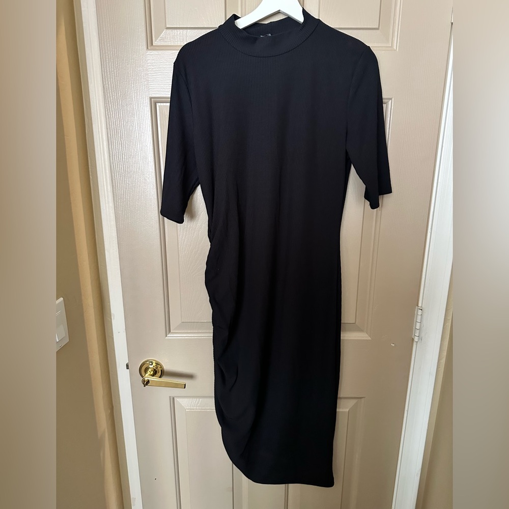 Zara Elegant Black Midi Dress